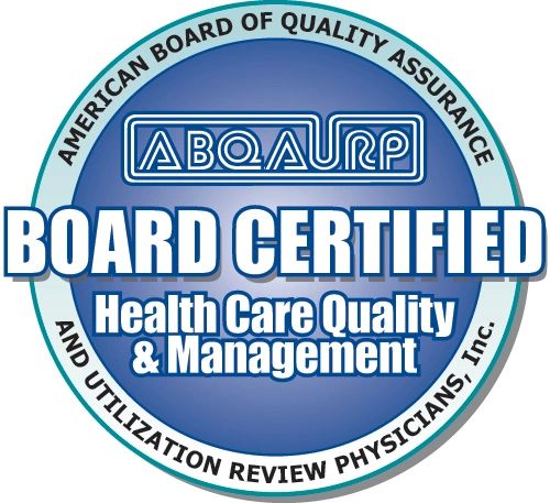 ABQAURP Board Certified in Health Care Quality and Management badge